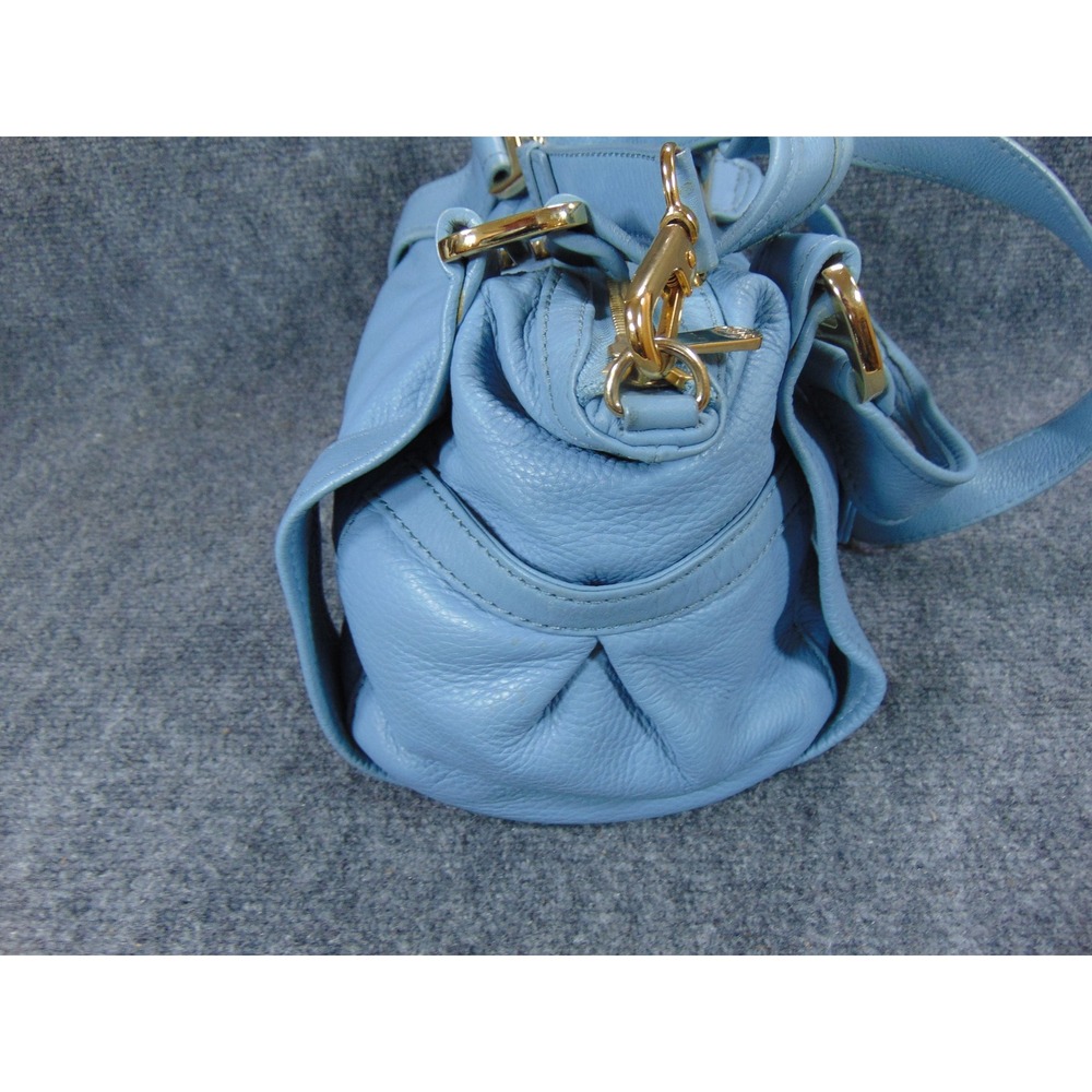 Michael Kors Purse Light Blue Bedford Leather Shoulder Bag Gold Tone Hardware - Picture 7 of 16